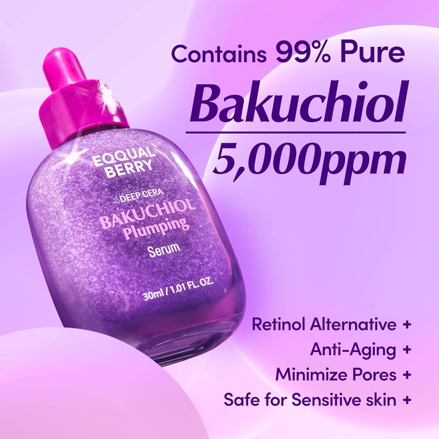 EQQUALBERRY Bakuchiol Plumping Serum | Gentle Firming &amp; Hydrating Serum (30ml)