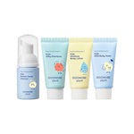 Set of GOONGBE children's skincare products on a white background