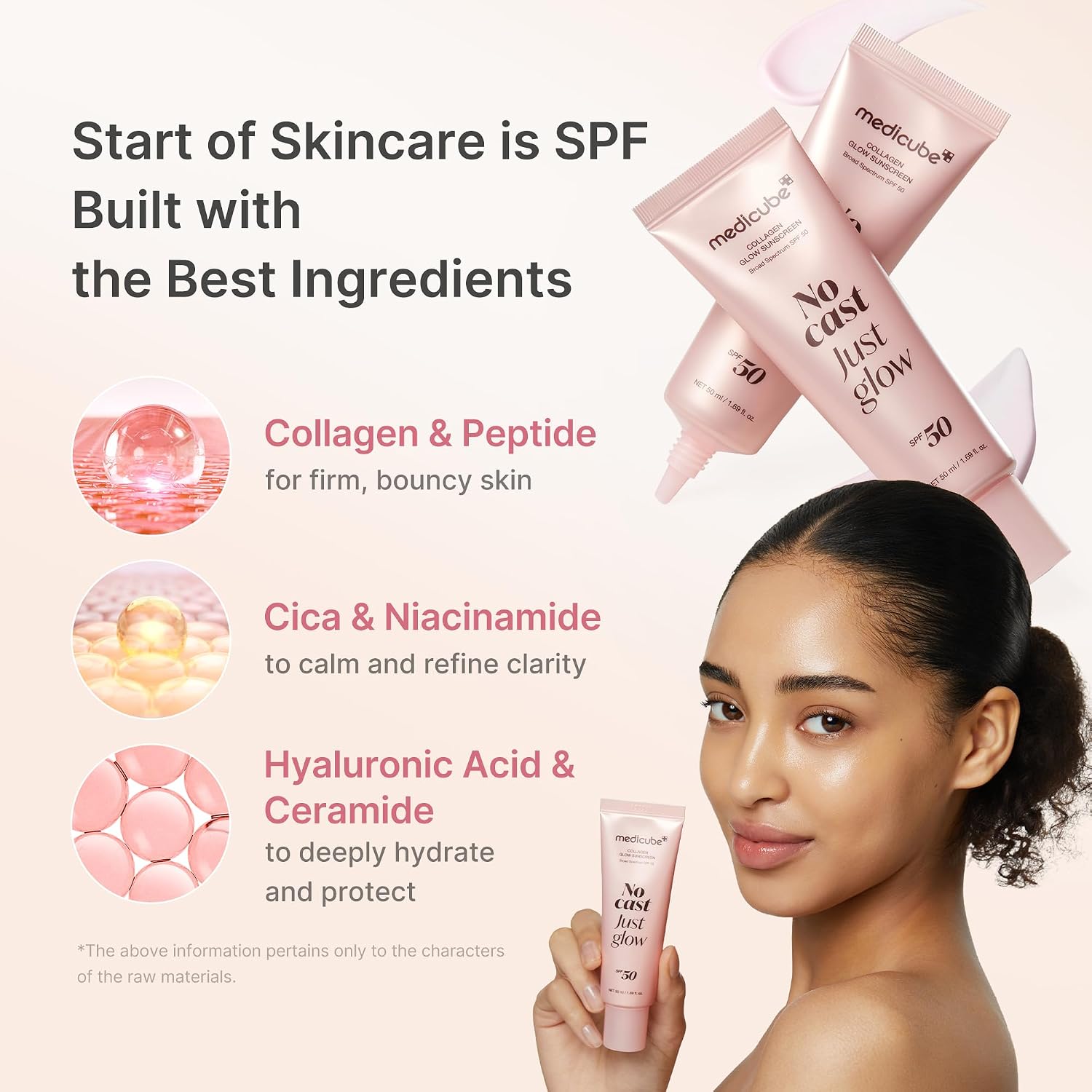 Medicube No Cast Just Glow Collagen Sunscreen SPF 50 | Hydrating Face Sunscreen (50ml)