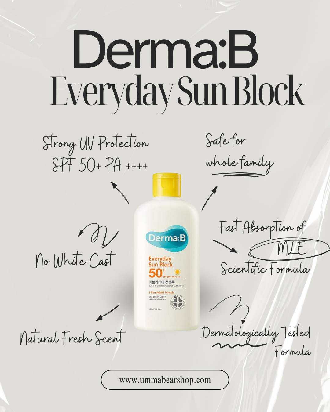 Derma B Everyday Sun Block SPF 50+ PA++++ (200ml)