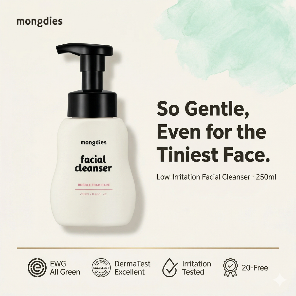 Mongdies Facial Cleanser | Gentle Daily Face Wash for Kids & Sensitive Skin (250ml)