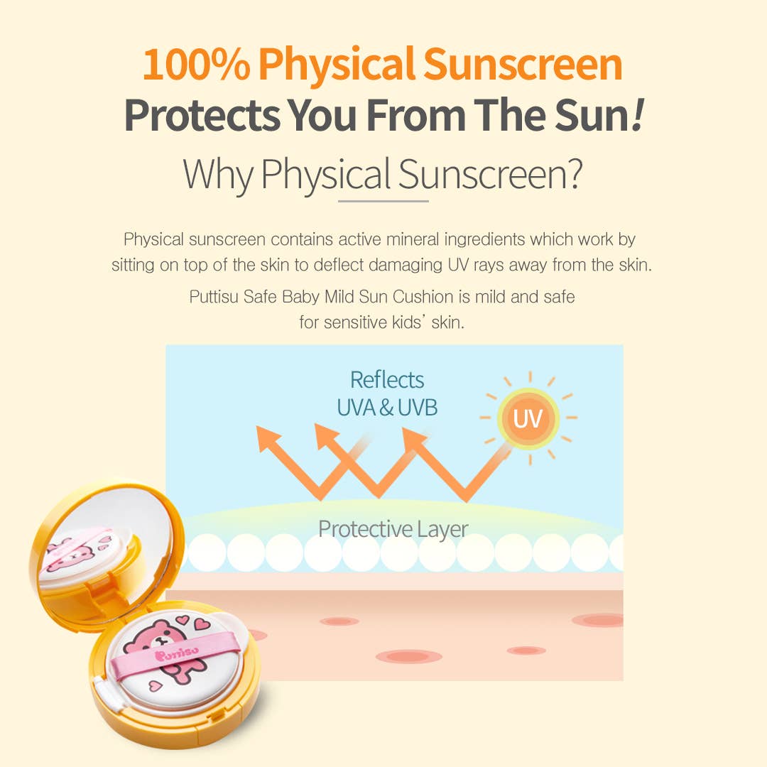 Puttisu Sun Cushion – Safe Baby Mild Sunscreen SPF 50+ - Umma Bear Shop