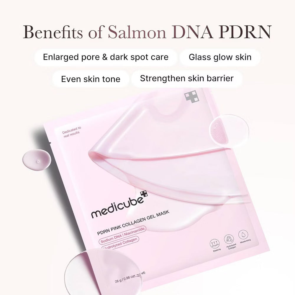 Medicube PDRN Pink Collagen Gel Mask – Hydrating Hydrogel Mask, 4-Pack