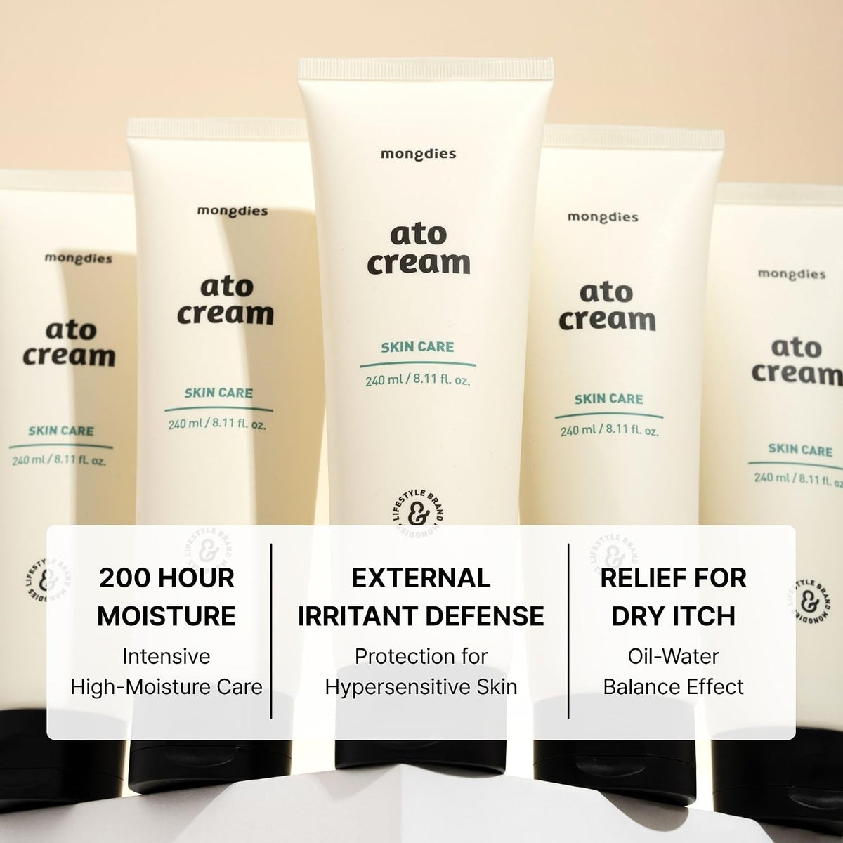 Mongdies Ato Cream | Intensive Ceramide Moisturizer for Dry & Sensitive Skin (240ml)