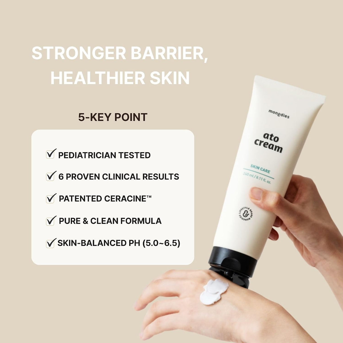 Mongdies Ato Cream | Intensive Ceramide Moisturizer for Dry & Sensitive Skin (240ml)