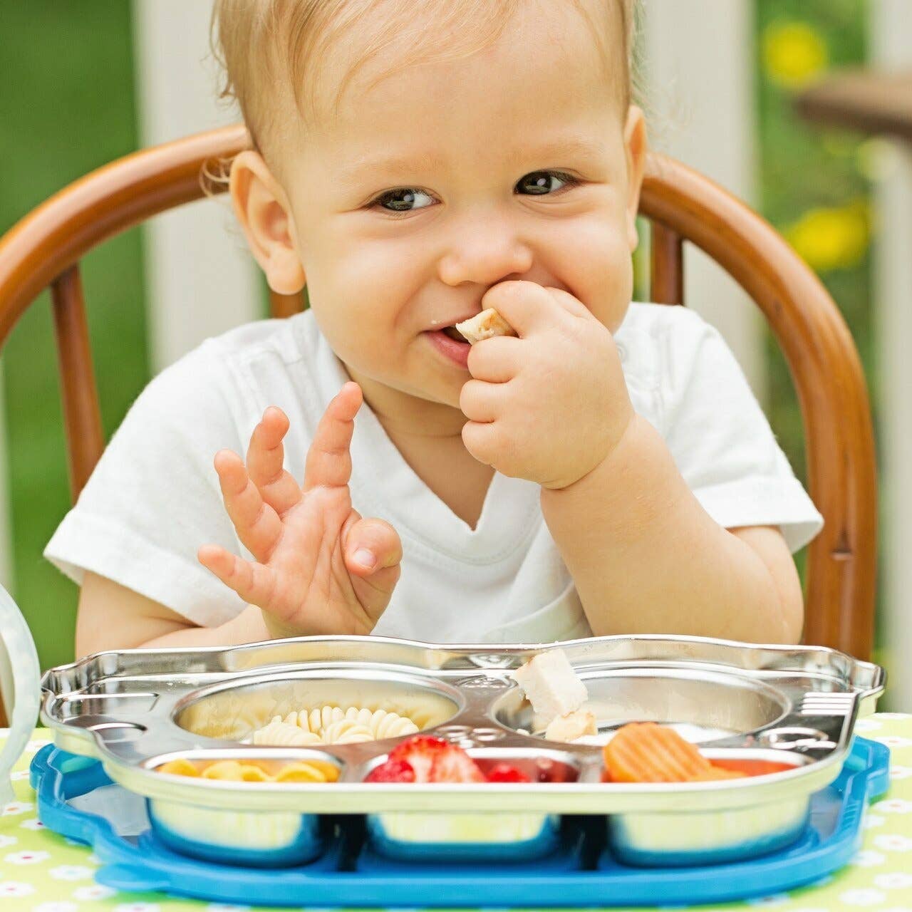 Stainless Steel Divided Plate w/Lid - Kid-Friendly Bus Shape - Umma Bear Shop