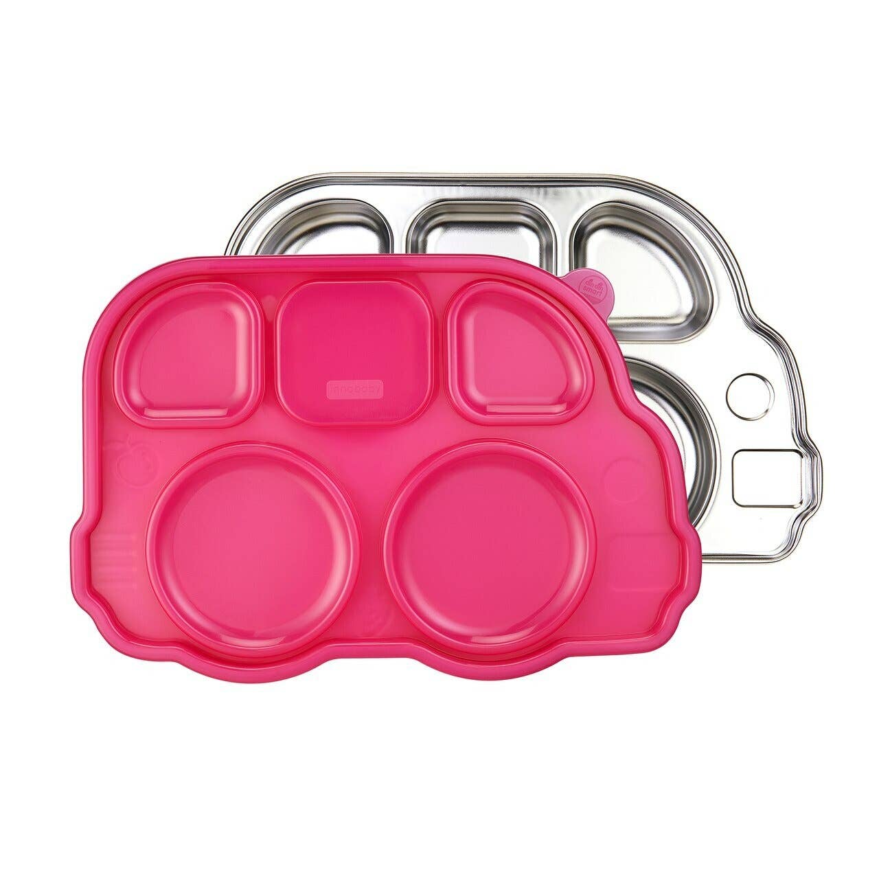 Stainless Steel Divided Plate w/Lid - Kid-Friendly Bus Shape - Umma Bear Shop