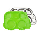 Stainless Steel Divided Plate w/Lid - Kid-Friendly Bus Shape - Umma Bear Shop