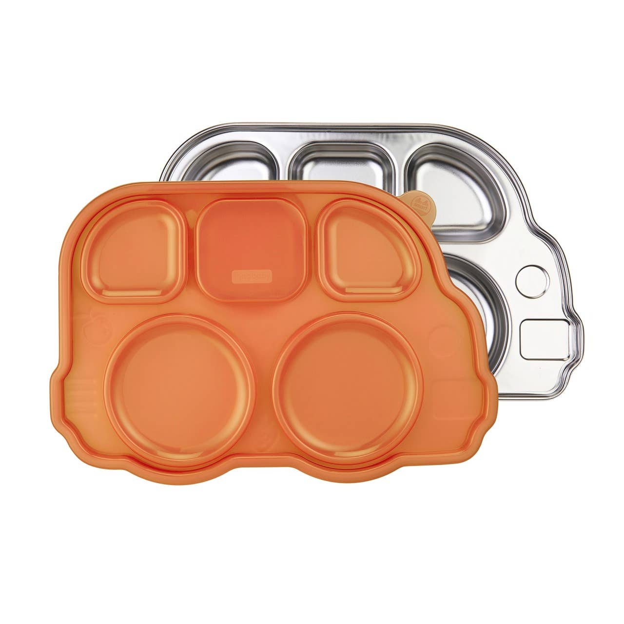 Stainless Steel Divided Plate w/Lid - Kid-Friendly Bus Shape - Umma Bear Shop