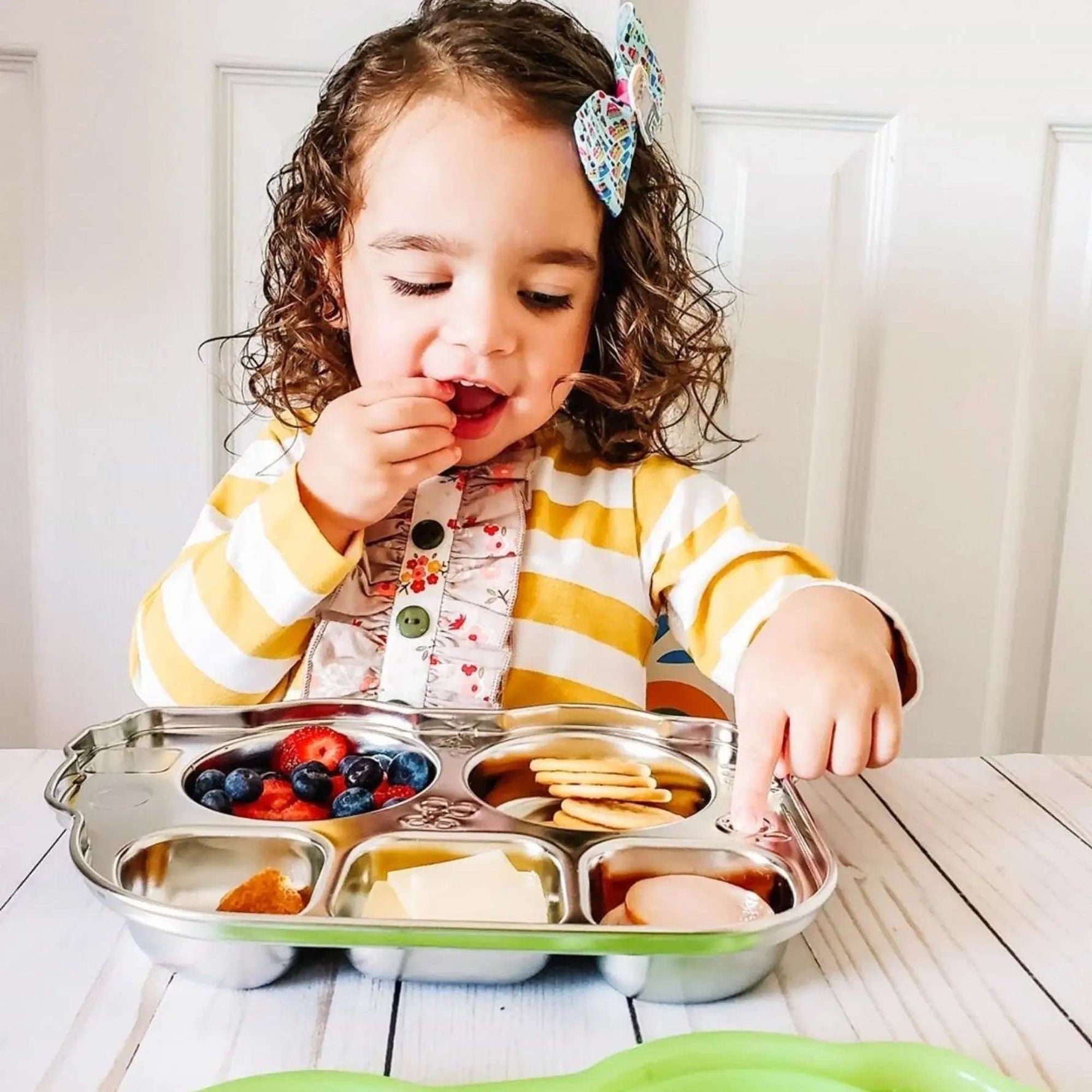 Stainless Steel Divided Plate w/Lid - Kid-Friendly Bus Shape - Umma Bear Shop